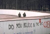 Berlin Wall with soldiers patrolling