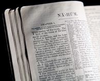 Bible open to the prophecy of Nahum