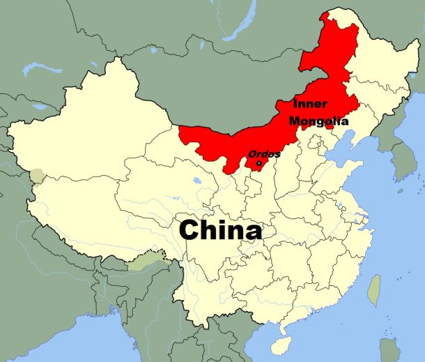 Map of China Inner Mongolia and Ordos