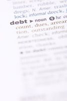 Debt, photo of the dictionary definition