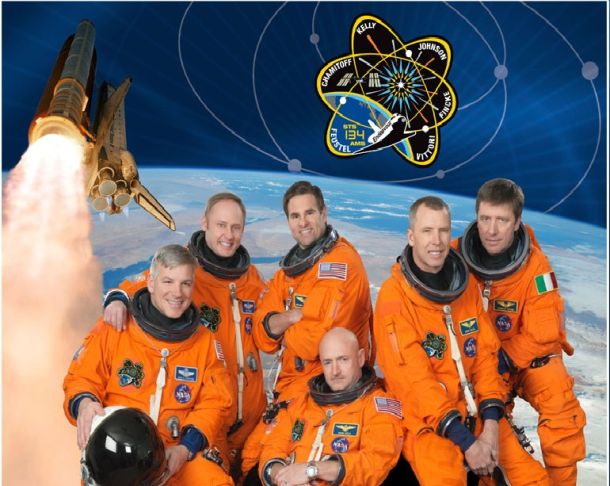 NASA photo of Space Shuttle Endeavour crew including Mark Kelly husband of Gabrielle Giffords