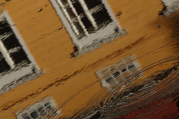 House reflected in flood waters photo
