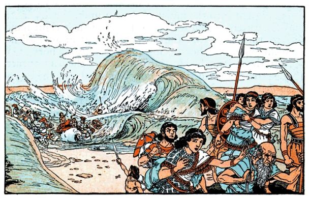 Illustration of Israel crossing the Red Sea