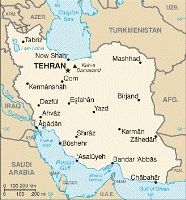 Map of Iran including nuclear site in Qom. Map from CIA World Factbook.