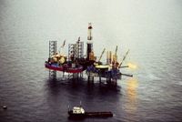 Offshore oil drilling platform.