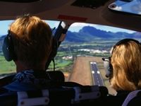 Pilot with a view of a runway