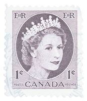Queen Elizabeth II on a Canadian postage stamp.