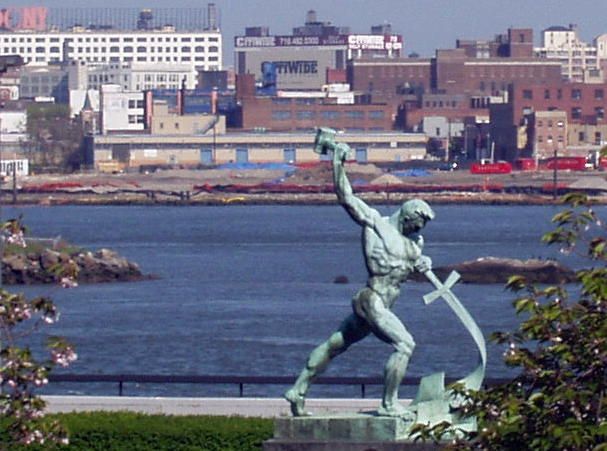 Let Us Beat Swords into Plowshares, a sculpture by Evgeniy Vuchetich, given by the Soviet Union to the United Nations in 1959, Wikimedia Commons photo