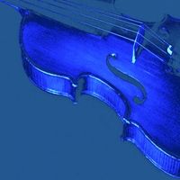 Photo of violin, altered to look blue