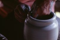 Clay being shaped by a potter