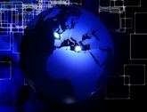 Conceptual blue globe focusing on Europe.