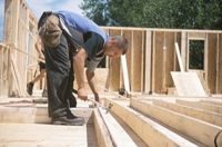 Construction site with men working