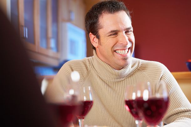 Smiling dinner guest
