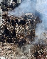Ground Zero in New York City after 9/11 terrorist attack, photo by a U.S. Navy photographer