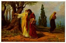 Ruth and Naomi painting, illustrating Ruth's faithfulness while Orpah leaves