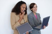 Smiling and laughing young women
